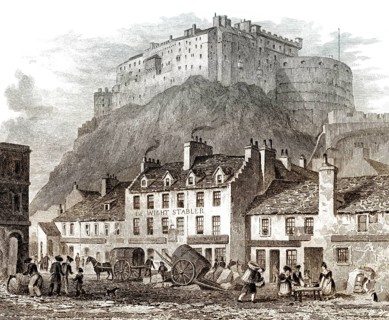 Edinburgh castle, Scotland, 19th century, from Modern Athens by Th. H. Shepherd