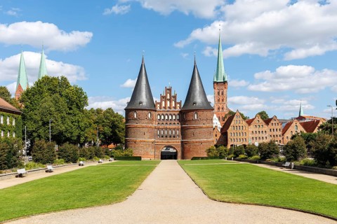Holstentor Holsten Tor in the Hanseatic city of Lübeck, Germany