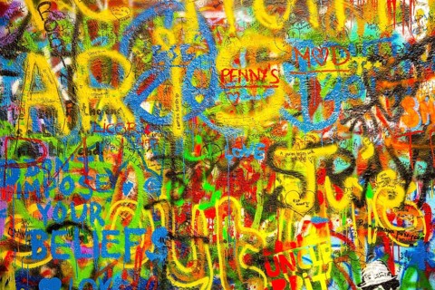 Graffiti, John Lennon Wall, Grossprior Square, Prague, Czech Republic