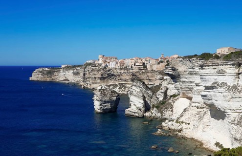 Ville haute or upper town on the Île de Fazio headland, medieval old town, Bonifacio, Corse-du-Sud