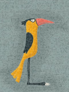 Yellow bird vector mosaic, graphic art
