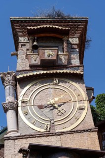 Tbilisi, Georgia. August 5th 2025. The ornate clock tower of the Gabriadze Marionette Theater,