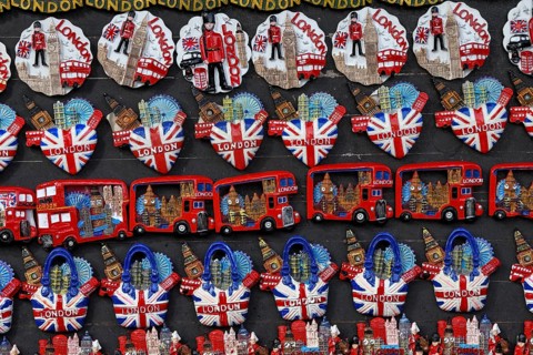 Fridge magnets in a kiosk, Westminster, London, England, United Kingdom