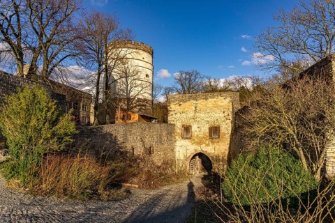 Plesse Castle or Plesseburg ruins near Göttingen in Bovenden-Eddigehausen, Lower Saxony, Germany
