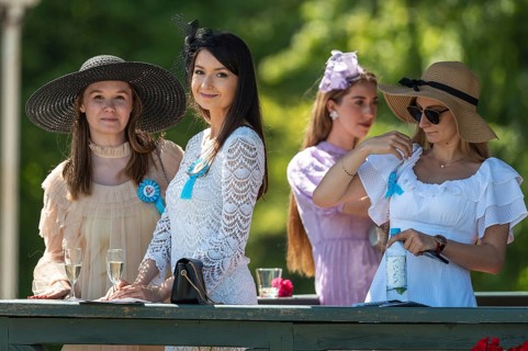 WROCLAW, POLAND - JUNE 4, 2023: Ladies Day at the racecourse WTWK Partynice. Women on the VIP