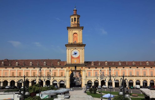 Palace with Torre Civica in the municipality of Gualtieri, Emilia-Romagna, Italy