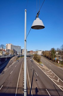 Motorway exit, general architecture, streets, lanterns, lamp, vehicles, trees, bird's eye view,