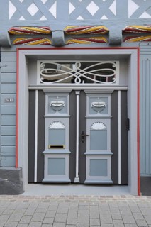 Front door in Lange Gasse, Hann. Münden, Hannoversch Münden, Lower Saxony, Germany