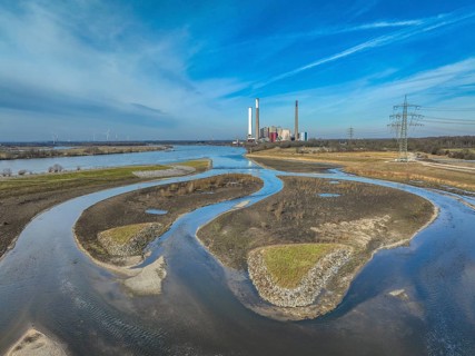 Dinslaken, Voerde, North Rhine-Westphalia, Germany - New Emscher estuary into the Rhine.