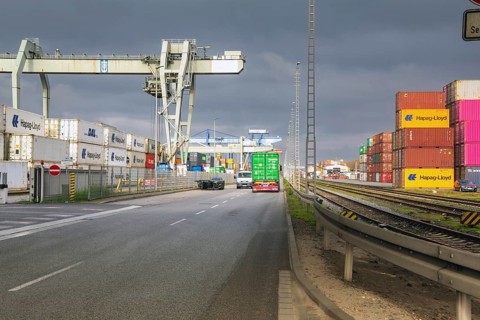 The harbour of Mannheim, Baden-Württemberg. It is one of the most important inland harbours in