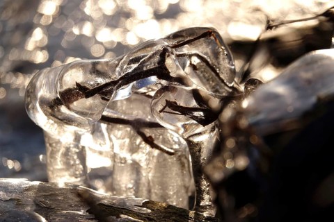 Ice on a lake, winter, Germany