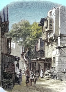 Street in Cairo in 1881, Egypt, Historical, digitally restored reproduction of a 19th century