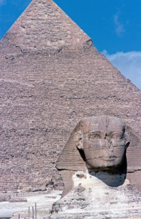 Chephren Pyramid, Great Sphinx of Giza, Cairo, Egypt, September 1989, vintage, retro, old,