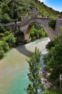 The Pont de Nyons, medieval stone arch bridge over the river Eygues in the municipality of Nyons in