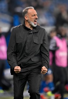 Goal celebration Coach Pellegrino Matarazzo TSG 1899 Hoffenheim Europa League, PreZero Arena,
