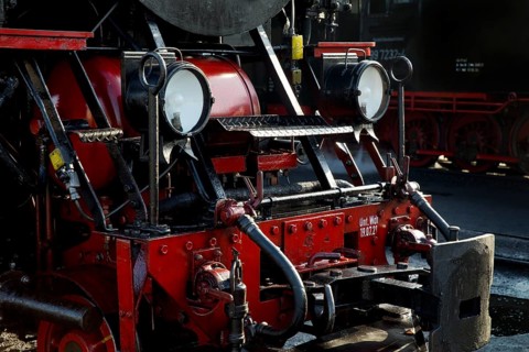 Detail of a steam locomotive, Harzer Schmalspurbahnen, abbreviated HSB, railway romance, nostalgia,