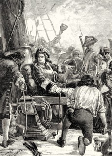 The legend of Brave Benbow, wounded John Benbow commanding his men to fight, St Martha, West