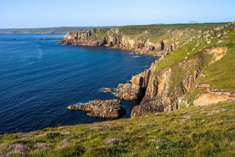 Coastal landscape at Land's End. Land's End, Penzance, Cornwall, England, Great Britain