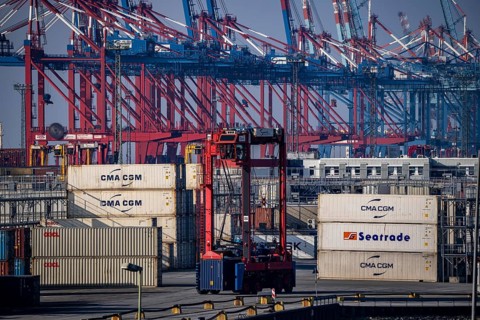 Container terminal in the seaport of Bremerhaven, Eurogate Container Terminal with almost 50