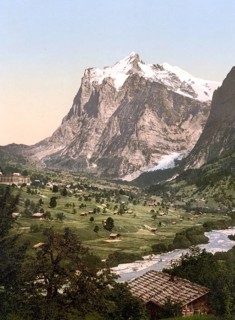 Grindelwald, general view, Bernese Oberland, Switzerland, Historic, digitally restored reproduction