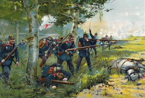 The Rifle Battalion 9 from Lauenburg in the Battle at Gravelotte or Bataille de Saint-Privat, Third