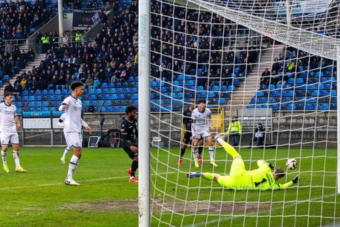 Football 3rd division, 2024/25 season, matchday 19: Waldhof Mannheim vs Arminia Bielefeld. Picture: