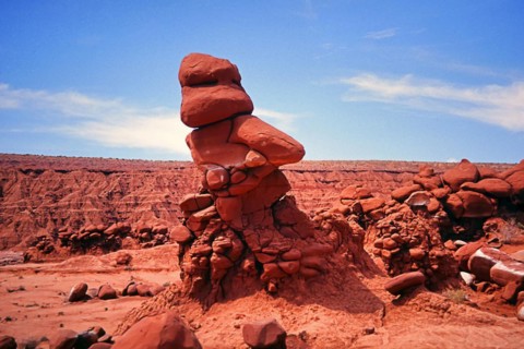 Monument Valley, Navajo Land, Colorado Plateau, face-shaped stone formation, under Navajo Nation,