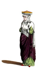 Historical clothing, fashion over time, clothing of a woman from Armenia in 1581, digitally