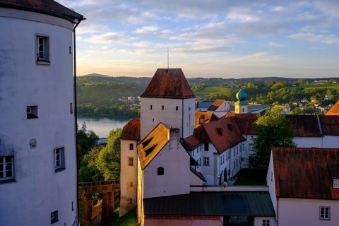 Sunrise at the Veste Oberhaus, Passau, Lower Bavaria, Bavaria, Germany