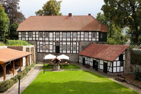 Museum, inner yard of the castle ruin, Coppenbrügge, Lower Saxony, Germany, Europe, Museum im