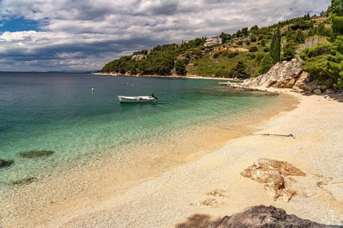 The Velika Plaza beach in Omis, Croatia