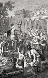 Reception of an Olympic winner in his hometown, ancient Olympic Games