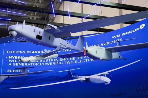 Düsseldorf, North Rhine-Westphalia, Germany - WB GROUP, reconnaissance drones at the exhibition