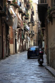 Narrow alleys in the old town of Palermo, Sicily, Italy