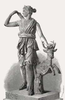 Statue of Artemis, the Hellenic goddess of the hunt, wild animals, wilderness, childbirth,