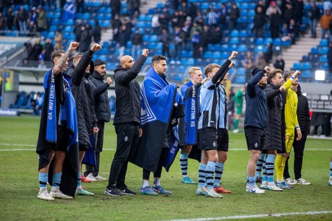 Football 3rd division, 2024/25 season, matchday 24: Waldhof Mannheim vs. Hansa Rostock***Joy and