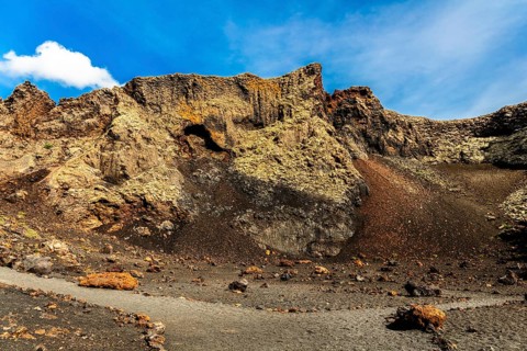 Crater de la Caldera de Los Cuervos, volcanic surroundings of the Timanfaya fire mountain,