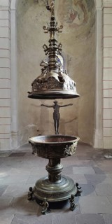 Baptismal font from 1573 by Margnus Karsten, Evangelical Lutheran Market Church of St Cosmas and