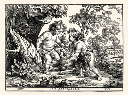 The Infant Christ and Saint John Playing with the Lamb, Christoffel Jegher after Rubens, 17th