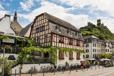Picturesque village with half-timbered houses, Beilstein, Moselle, Rhineland-Palatinate, Germany