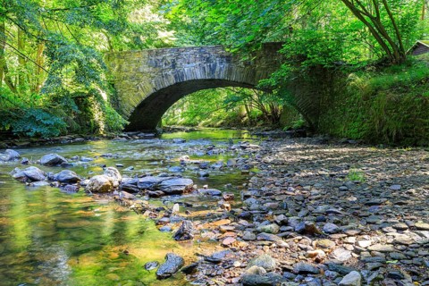 Historic salt bridge over Bobritzsch, Krummenhennersdorf, Halsbrücke, Saxony, Germany