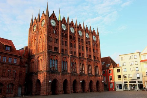 Town hall in the urban area of Altstadt, Stralsund, Hanseatic City of Stralsund, Vorpommern-Rügen