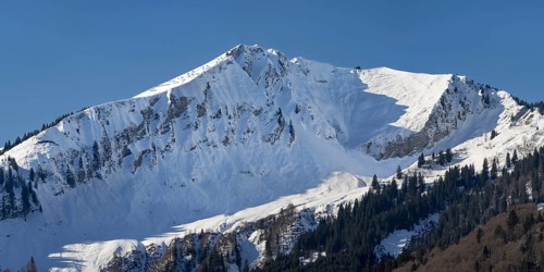 Mountain panorama of the Fellhorn, 2038m, in winter, Allgäu Alps, Allgäu, Bavaria, Germany