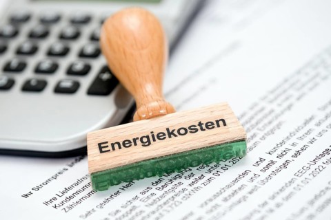 A stamp labelled Energy costs