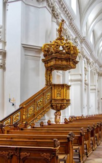 Interior photos in St. Salvator Cathedral in Fulda, officially High Cathedral in Fulda, center of