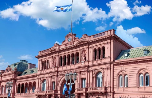 Casa Rosada, office of the president of Argentina located on landmark historic Plaza de Mayo