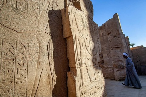 Luxor, Egypt. February 12th 2009 Karnak Temple Pharaonic inscriptions at the ancient Egyptian ruins