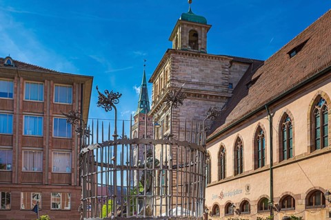 Goose-man fountain on the town hall square in Nuremberg, Germany