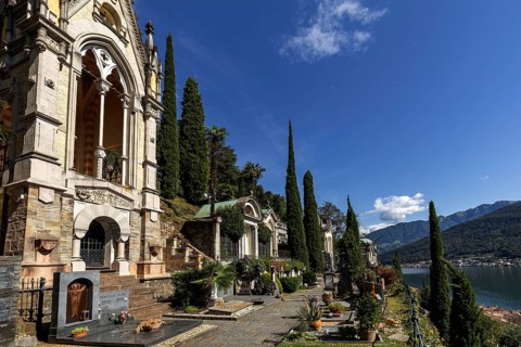 Cemetery, Monumental cemetery, Morcote, Lake Lugano, Lago di Lugano, Canton Ticino, Switzerland