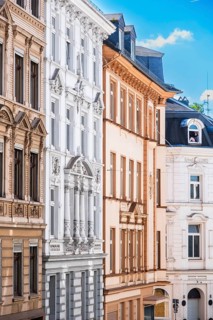 Street with old buildings from the Wilhelminian era in Wuppertal, Germany